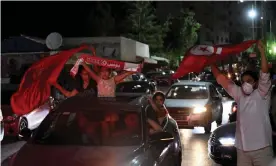  ?? Photograph: Fethi Belaid/AFP/Getty Images ?? Cheering crowds in Tunis.