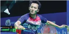  ?? ALLEX QOMARULLA/JAWA POS ?? TERAKHIR: Ihsan Maulana Mustofa tampil di Indonesia Masters super 100 (2/10).