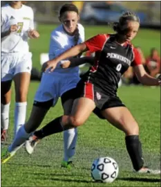  ?? Trentonian File PHOTO/JACKIE SCHEAR ?? Pennington’s Allison Vickers,shown here earlier in the season, scored the game-tieing goal Thursday against Freehold Township.