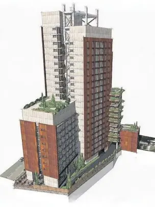  ??  ?? ●●Altrincham-based Urbanize Homes has revealed plans for a 22-storey developmen­t - which would make it the tallest building in the town