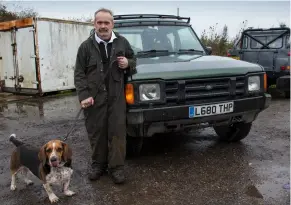  ??  ?? Richard with faithful hound Boris and Discovery 1 for everyday transport