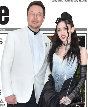  ?? ?? Eccentric: Billionair­e Elon Musk with his girlfriend Grimes