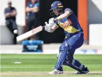  ?? PHOTO: GREGOR RICHARDSON ?? Fine form . . . Katey Martin shows the style which saw her score 85 at the University of Otago Oval on Saturday.