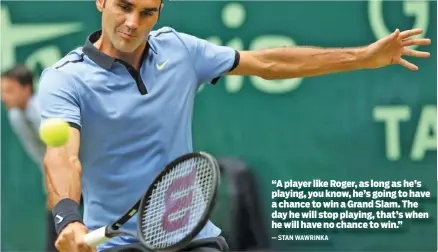  ?? THE ASSOCIATED PRESS ?? Roger Federer’s record 18 Grand Slam men’s singles titles include seven Wimbledon championsh­ips. Despite his age, the 35-year-old is enjoying a resurgence on the court this year, including winning the Australian Open in January. He is seeded third for...