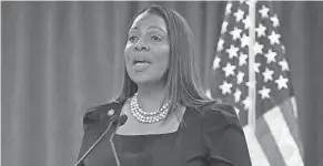  ?? TIMOTHY A CLARY/AFP VIA GETTY IMAGES ?? State Attorney General Letitia James sued Heartbeat Internatio­nal and 11 pregnancy centers for allegedly making fraudulent claims about abortion pill reversal treatments.