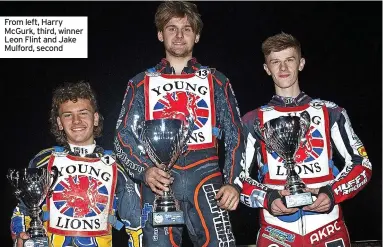  ?? ?? From left, Harry McGurk, third, winner Leon Flint and Jake Mulford, second