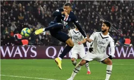  ??  ?? PSG’s Kylian Mbappé in action against Bordeaux in February. Photograph: Julien de Rosa/EPA