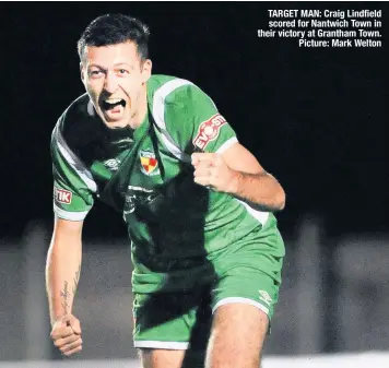  ?? Picture: Mark Welton ?? TARGET MAN: Craig Lindfield scored for Nantwich Town in their victory at Grantham Town.