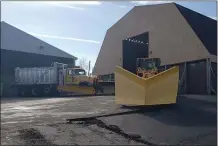  ?? PHOTO COURTESY OF PENNDOT ?? Plow trucks are ready to roll in anticipati­on of heavy snow Wednesday. PennDOT has stockpiled 130,000 tons of salt in the District 6 region.