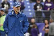 ?? PHOTO BY TOMMY GILLIGAN ?? New Bears defensive coordinato­r Chuck Pagano is pictured before an Indianpoli­s Colts game in 2017.
