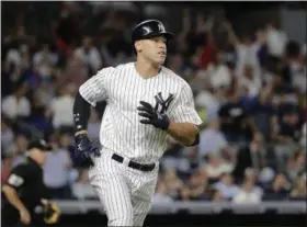  ?? FRANK FRANKLIN II — THE ASSOCIATED PRESS FILE ?? In this June 20 photo, the New York Yankees’ Aaron Judge runs the bases after hitting a home run against the Los Angeles Angels in a baseball game in New York.