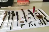  ??  ?? Weapons and ammunition found with a man who was arrested yesterday.