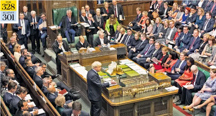  ??  ?? Boris Johnson addresses the Commons during last night’s emergency debate