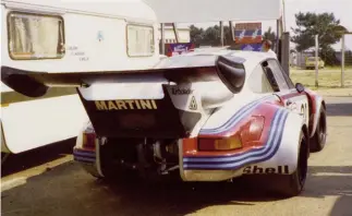  ??  ?? Below, left and right: Le Mans 1974 and a mechanic drives R12 through the paddock. Driven by Manfred Schurti and Helmuth Koinigg, engine problems forced retirement in the seventh hour while running 14th