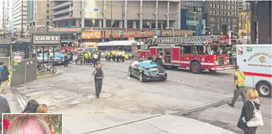  ?? | SAM CHARLES/ SUN- TIMES ( ABOVE); FACEBOOK ( LEFT) ?? The family of Aimee Coath ( left) has filed a wrongful- death lawsuit against the CTA after she was hit by a bus and killed on June 2, 2015, at Michigan Avenue and Lake Street.