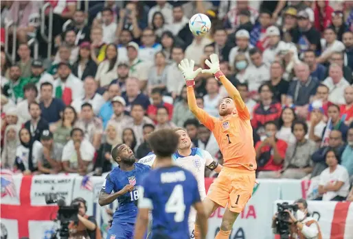  ?? AP ?? “All we can ask for is to have destiny in our own hands, and we have that,” U.S. goalkeeper Matt Turner said of the team’s chance to reach the knockout round.