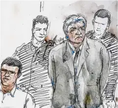  ??  ?? Gameover: A courtroom sketch of Janowski at his trial in France.