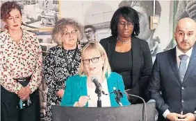  ?? RICHARD LAUTENS TORONTO STAR ?? TDSB Chair Rachel Chernos Lin, centre, says the Toronto District School Board is facing a “significan­t” structural deficit.