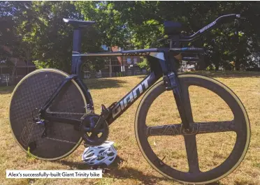  ??  ?? Alex’s successful­ly-built Giant Trinity bike