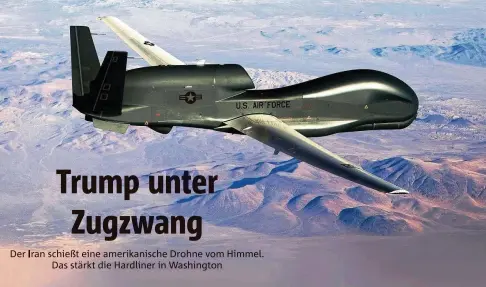  ?? ARCHIVFOTO: REUTERS ?? Die abgeschoss­ene Drohne des Typs RQ- Global Hawk hat einen Wert von rund  Millionen Dollar.