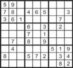  ??  ?? Fill in all the squares in the grid so that each row, column and each of the 9X9 squares contains all the digits from 1 to 9.