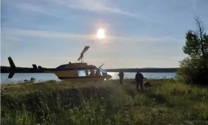  ??  ?? Royal Canadian Mounted Police have been using air support in the search for fugitive teens KamMcLeod and Bryer Schmegelsk­y, who are wanted for murder. Photograph: Royal Canadian Mounted Police