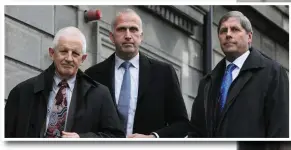  ?? Photo: Collins Courts ?? Above: Ted Murphy, Evert Van Zwol and John Goss, founders of the Ryanair Pilots Group, leaving the Four Courts yesterday after the High Court action. Right: Ryanair chief executive Michael O’Leary outside the court.