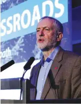  ??  ?? LONDON: Britain’s Labour Party leader Jeremy Corbyn gives a speech at the TUC Congress Centre. — AP