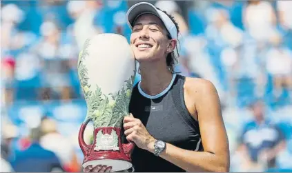  ?? FOTO: AP ?? Garbiñe Muguruca, a por el Open USA y el nº 1 mundial. Excelente de forma, 6-1 y 6-0 a Halep, aspirará a doblete en Nueva York