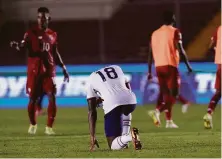  ?? Arnulfo Franco / Associated Press ?? U.S. defender Mark McKenzie is despondent after losing 1-0 to Panama in a 2022 World Cup qualifying match in Panama City.