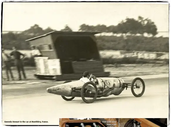  ??  ?? Gwenda Stewart in the car at Monthléry, France.