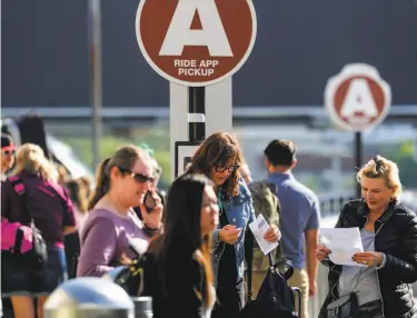  ?? Irfan Khan / Los Angeles Times ?? The ridehailin­g pickup spot on the depature level at Los Angeles Internatio­nal Airport will be moved.
