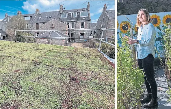  ?? ?? COMMUNITY PROJECT: Bonnymuir Green Community Garden with the new living roof on site and, right, project coordinato­r Jen Hickling.