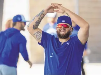  ?? FRANK GUNN / ASSOCIATED PRESS ?? Toronto Blue Jays pitcher Alek Manoah warms up at spring training Tuesday in Dunedin, Fla.