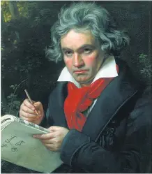  ?? BEETHOVEN-HAUS BONN ?? Retrato de Beethoven con la partitura de la Missa Solemnis (1820), obra de Joseph Karl Stieler.