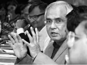  ?? PHOTO: SANJAY K SHARMA ?? Rajiv Kumar at a press conference after assuming office as the NITI Aayog vice-chairman in New Delhi on Friday