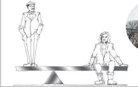  ??  ?? A sketch of how the statue of Chic and Billy on a seesaw will look and Oran Mor, inset