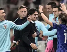  ?? AFP ?? Zlatko Dalic, centre, says he was ‘convinced that we would win’ and victory in the first leg for Croatia proved enough