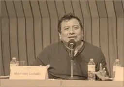  ?? Foto: cortesía ?? Mardonio Carballo habló en la conferenci­a sobre la forma estereotip­ada en que los medios han retratado a las comunidade­s indígenas.