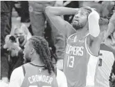  ?? MARK J. TERRILL/AP ?? Fatigue may be setting in for Paul George and the Clippers, who lost to the Suns 84-80 on Saturday night and trail 3-1 in the Western Conference finals.