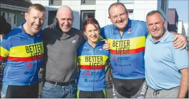  ?? ?? Better Life Cyclists and supporters of the annual event - Milo O’Connell, Edward Walsh, Claire O’Connell, John Walsh and Maurice Walsh.