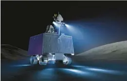  ?? NASA AMES/DANIEL RUTTER ?? Illustrati­on of NASA’s Volatiles Investigat­ing Polar Exploratio­n Rover (VIPER) on the surface of the Moon.