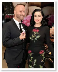  ??  ?? Gregory Arlt photograph­ed with one of his muses, Dita Von Teese, at a MAC event A PERFECT CANVAS