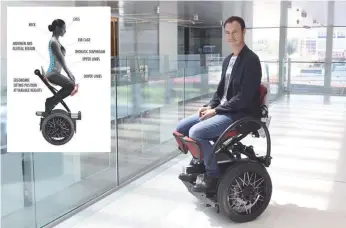  ??  ?? New step in engineerin­g ...Vigentini, the founder of the MarioWay, says his creation (right) gives more mobility to users. (below) The traditiona­l wheelchair may result in additional physical harm to users.