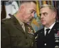  ?? BLOOMBERG ?? Gen. Joseph Dunford, left, chairman of the Joint Chiefs of Staff, and Gen. Mark Milley in 2017.