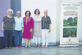  ?? PHOTOGRAPH­S COURTESY SAVE RANI BAGH BOTANICAL GARDEN FOUNDATION ?? The five trustees (from left) Katie Bagli, Shubhada Nikharge, Sheila Tanna, Hutokshi Rustomfram and Hutoxi Arethna.