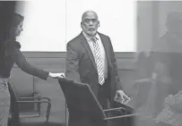  ?? BARBARA PERENIC/ COLUMBUS DISPATCH ?? Judge David Young declared a mistrial after three days of deliberati­on by the jury in the case of former Columbus police officer Andrew Mitchell on April 15. Mitchell, 58, has been charged in connection with the death of 23-year-old Donna Castleberr­y on Aug. 23, 2018.