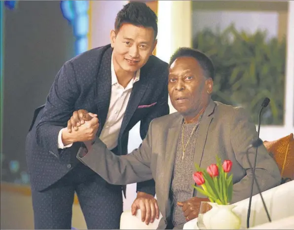  ??  ?? Brazilian legend Pele (right) spoke to former India football captain Bhaichung Bhutia at the Hindustan Times Leadership Summit on Friday.