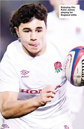  ?? ?? Enjoying life: Kane James playing for England U20s