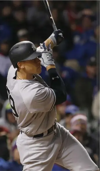  ?? NAM Y. HUH/THE ASSOCIATED PRESS ?? A dive into the stats of Yankees rookie sensation Aaron Judge shows he’s at the forefront of both the rise in home runs (15) and strikeouts (48 in 140 at-bats, including the golden sombrero against the Rays on Sunday).